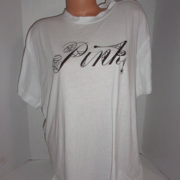 PINK Victoria's Secret Halloween Spider,  Web, Logo Over-size Tee M - Picture 1 of 3